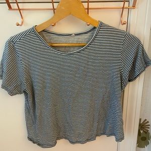PacSun Cropped Tee blue and white striped